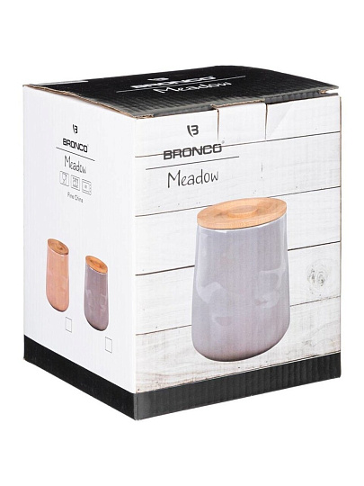 Банка для сыпучих продуктов, фарфор, 1.4 л, 12х15 см, с крышкой, Bronco, Meadow, 474-161, пудровая