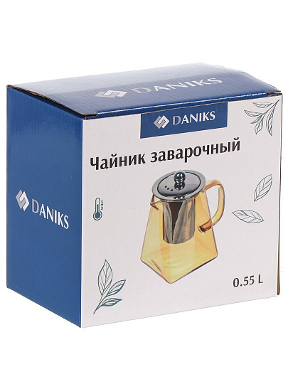 Чайник заварочный стекло, 0.55 л, с колбой, Daniks, Мед