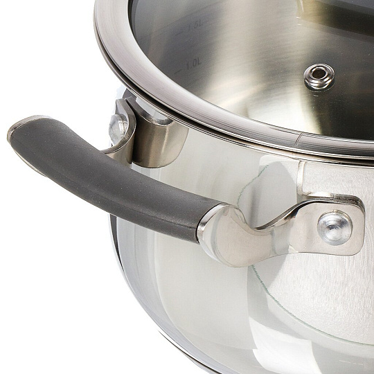 Кастрюля нержавеющая сталь, 3.6 л, крышка стекло, круглая, Vensal, Nouve Accord, VS1517, индукция