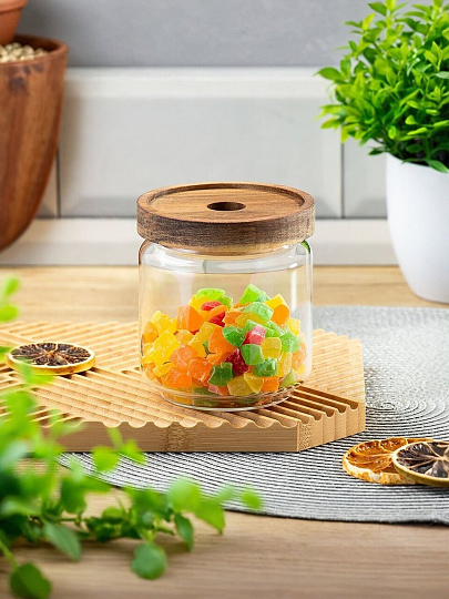 Банка для сыпучих продуктов, стекло, 0.45 л, с крышкой, Y4-6220