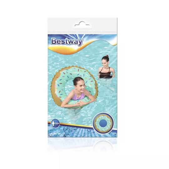 Круг надувной 91 см, Bestway, Sweet Donut, 10 лет, 36 300
