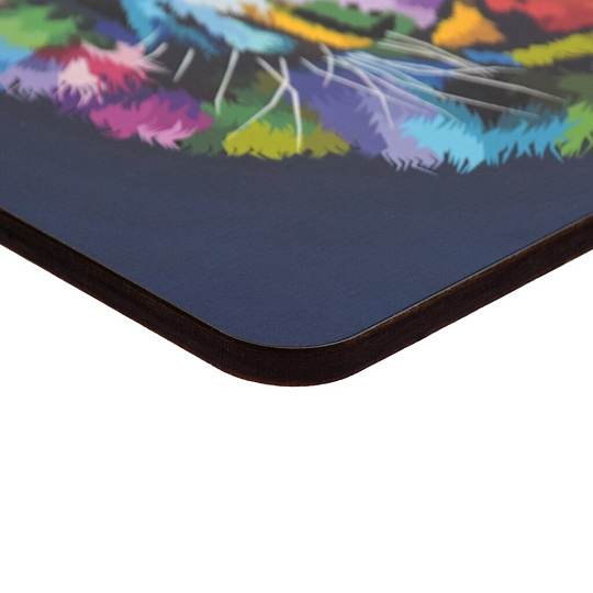 Доска разделочная дерево, 29х21х0.6 см, с ручкой, мультиколор, квадратная, Marmiton, Цветной тигр, 17372