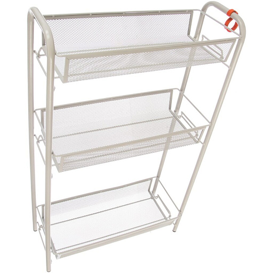 Этажерка универсальная, металл, 3 секции, 44х17х71.5 см, с мелкосетчатыми корзинами, серая, ЗМИ, Ладья 1, Э 289 С