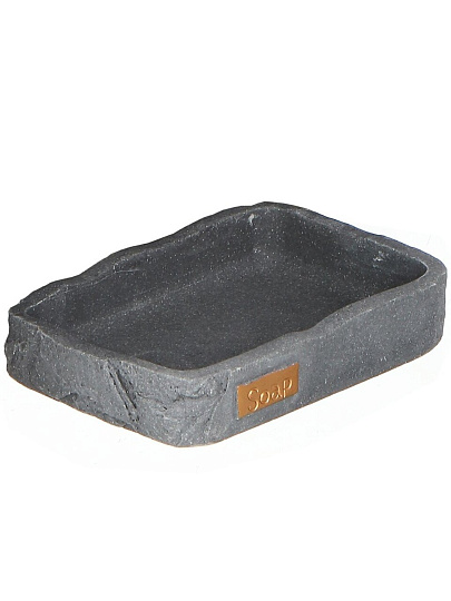 Мыльница настольная, полистоун, 12.7x8.8x2.6 см, серая, RE1416AA-SD