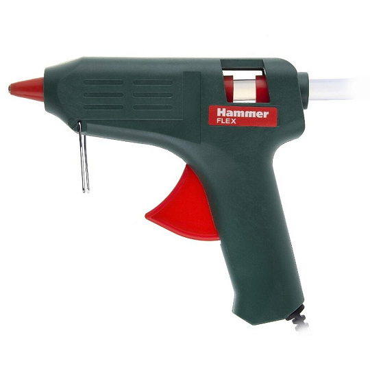 Электропистолет клеевой 11 мм, 40 Вт, 12 г/мин, короткая и длинная насадка стержни, Hammer, GN-11, 674265