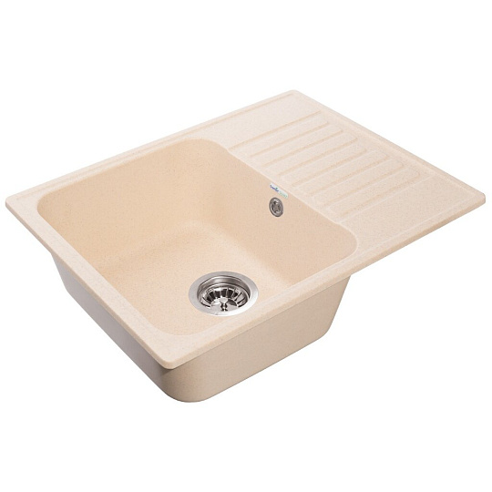 Мойка кухонная врезная, GranFest, Quarz, кварцевый песок, 618х477 мм, без сифона, бежевая, GF-Z13