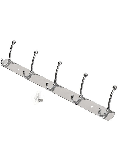 Вешалка настенная 5 крючков, на планке, для ванной комнаты, 45х3.5 см, SPE19159C-8, Y8-2753, хром