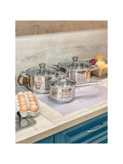 Кастрюля нержавеющая сталь, 3.5 л, крышка стекло, Катунь, Элис, КТ16-D-20, индукция