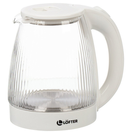 Чайник электрический Lofter, CX-K313-18BW, белый, 1.8 л, 1500 Вт, скрытый нагревательный элемент, стекло, пластик