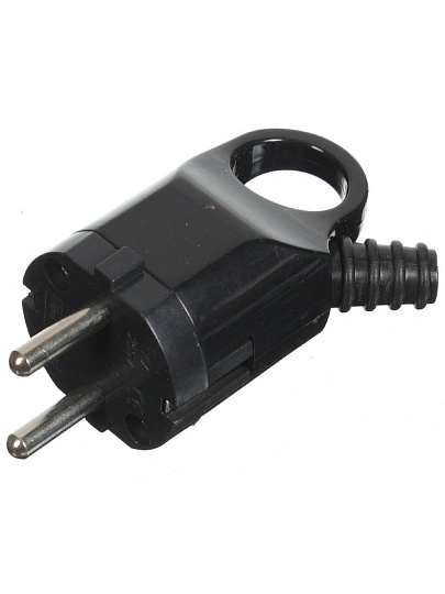 Вилка угловая, с заземлением, 16 А, 250 В, с ушком, черная, TDM Electric, SQ1806-0006