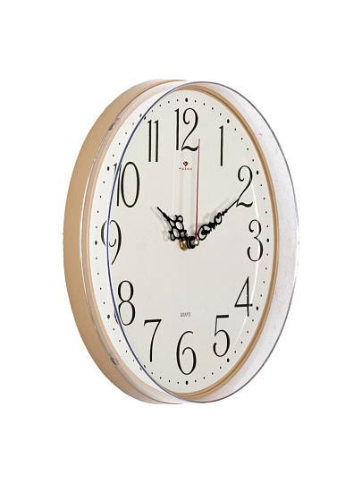 Часы настенные, кварцевые, 25 см, корпус бежевые, круглые, Рубин, Классика, 2524-001