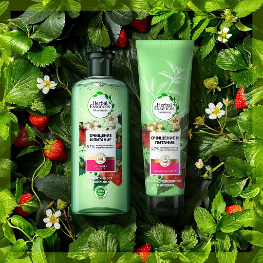Шампунь Herbal Essences, Белая клубника и Сладкая мята, для всех типов волос, 400 мл