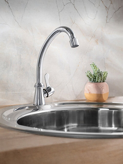 Смеситель для кухни, РМС, с кран-буксой, для одного типа воды, хром, SL79-269F-1