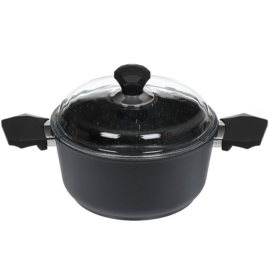 Кастрюля алюминий, антипригарное покрытие, 3 л, крышка стекло, Victoria, Diamond, D07 3.0G, индукция