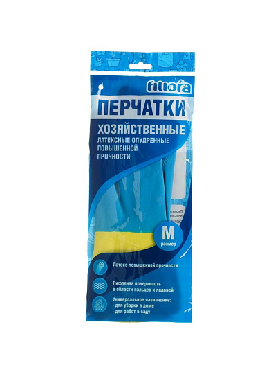 Перчатки латекс, опудренные, размер M, двуцветные, Filiora, 87647