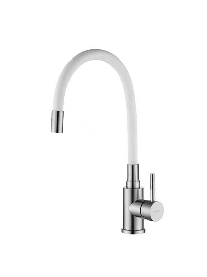 Смеситель для кухни, Stemix, гибкий излив, с картриджем, SUS 800-016F WHITE