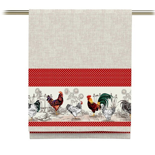 Полотенце кухонное 45х60 см, 100% хлопок, рогожка, МиаКара, Птичий двор, Россия, 30124-1