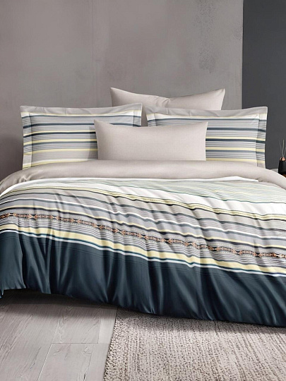 Постельное белье 2-спальное, простыня 200х220 см, 2 наволочки 70х70 см, пододеяльник 175х215 см, Silvano, сатин люкс, Геометрия 20/016-SLC/SLV