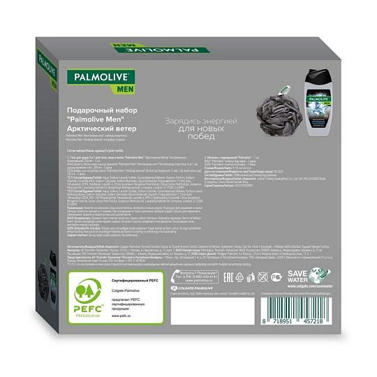 Набор подарочный для мужчин, Palmolive, Арктический ветер, гель для душа 250 мл + мочалка
