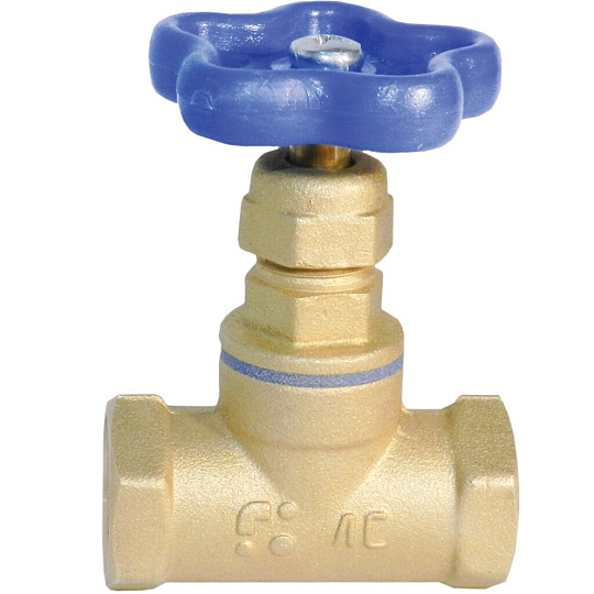 Вентиль для воды, 3/4", г-г, синий, БАЗ