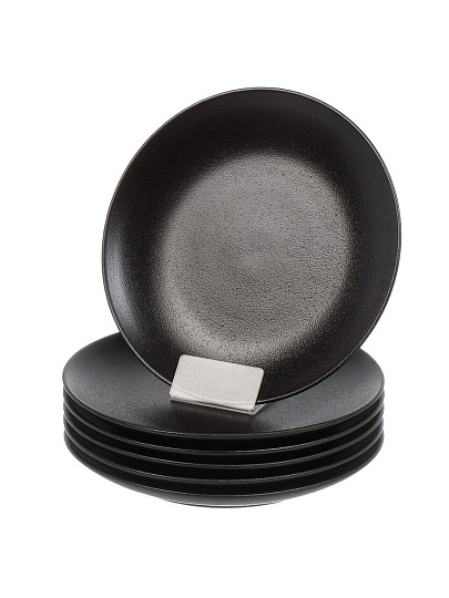 Набор тарелок керамика, 6 шт, 20 см, круглый, Крафт, Daniks, Y4-8358, черный
