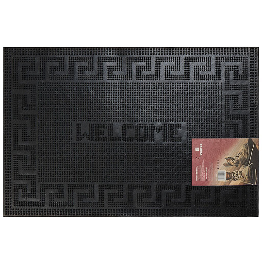Коврик грязезащитный, 40х60 см, прямоугольный, резина, черный, Welcome, Vortex, 22464