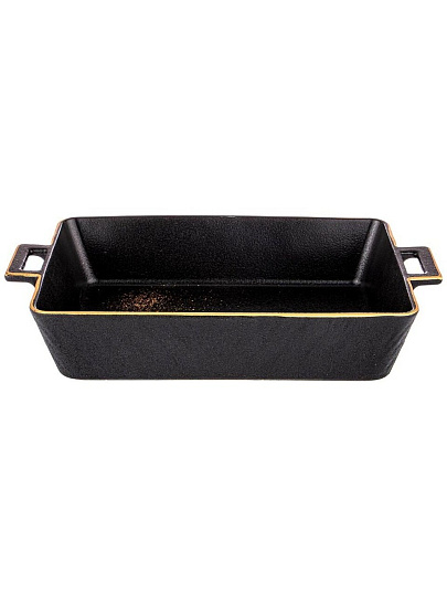 Блюдо для запекания фарфор, 18х30х6 см, 1.9 л, прямоугольное, Bronco, Midnight gold, 42-377