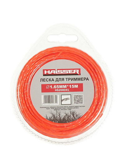 Леска для триммера 1.65 мм, 15 м, квадрат, Haisser, витая