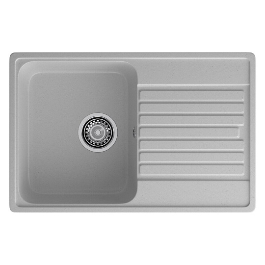 Мойка кухонная врезная, GranFest, Quarz, кварцевый песок, 736х476 мм, без сифона, серая, GF-Z78