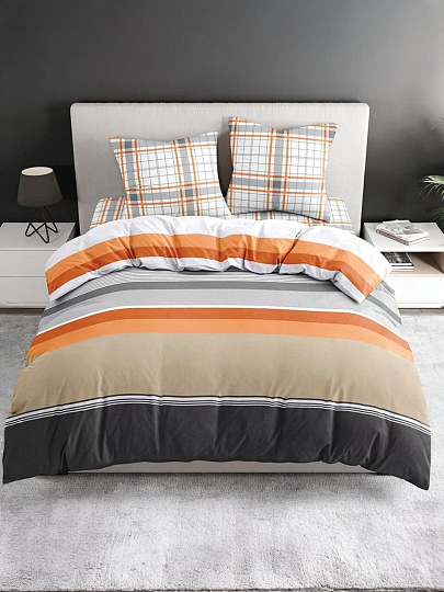 Постельное белье 2-спальное, простыня 215х220 см, 2 наволочки 70х70 см, пододеяльник 175х215 см, Bravo, поплин, Аранса
