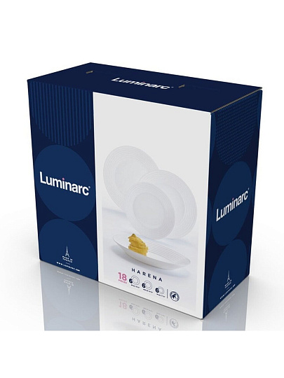 Сервиз столовый стекло, 18 предметов, на 6 персон, Luminarc, Harena, L3270, белый