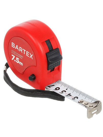 Рулетка 7.5х25 мм, с фиксатором, + кнопка, Bartex, M-58