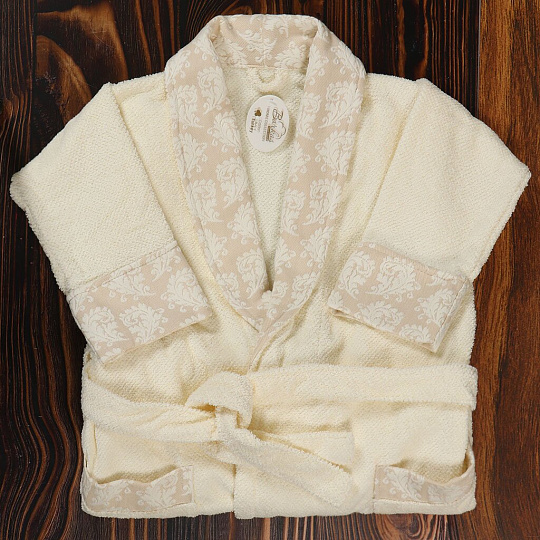 Халат женский, махровый, 100% хлопок, светло-молочный, XXL-XXXL, 56-58, Barkas, Aria, AI-1905025