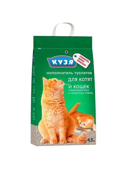 Наполнитель для лотка впитывающий, 4.5 л, для котят и кошек, Кузя