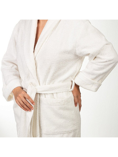 Халат женский, махровый, 100% хлопок, молочный, L-XL, 48-50, Silvano
