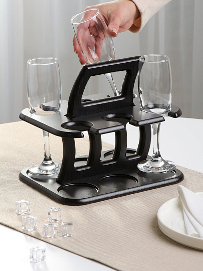 Подставка для бокалов, дерево, прямоугольная, Glasstar, Визит, БАР-160