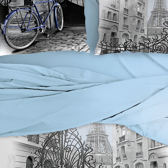 Постельное белье Love Me евро перкаль (простыня 220х240 см, 2 наволочки 50х70 см, 2 наволочки 70х70 см, пододеяльник 200х220 см) Fontaine 20005+8309/7 711030