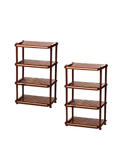 Полка для обуви, пластик, 4 секции, 49.7х30.7х80.7 см, коричневая, Idea, М2711