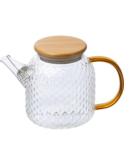 Чайник заварочный стекло, 1 л, с крышкой бамбук, Leonord, Aroma, 105040