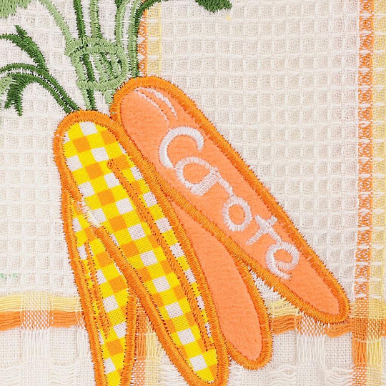 Набор полотенец кухонных 2 шт, 45х70 см, вафельный, Bonita, Овощи Морковь, белый, бежевый, Россия, 0101310055