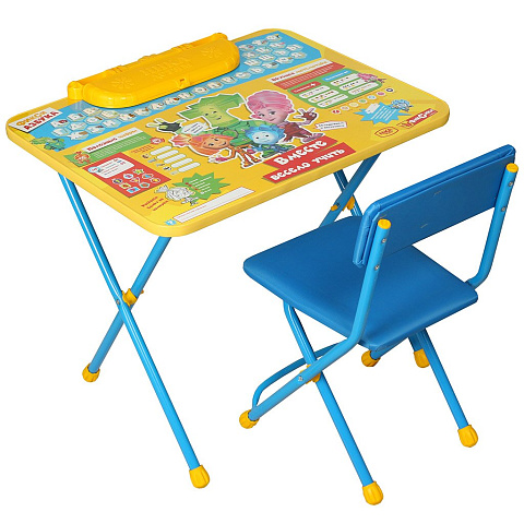 Мебель детская Nika, стол+пенал+стул мягкий, моющаяся, Фиксики Азбука, металл, пластик, с подножкой, 1268