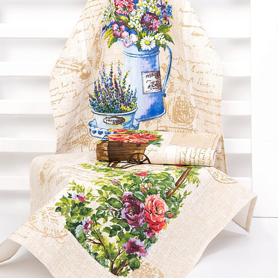 Набор полотенец кухонных 3 шт, 45х60 см, 100% хлопок, АртДизайн, Встреча, рогожка, Россия, НЗ_ПКР45.60