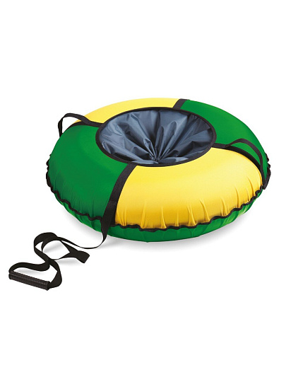 Санки-ватрушка Nika, 85 см, 90 кг, с буксировочным тросом, с ручками, зелено-желтые, ТБК-85/ЗЖ2