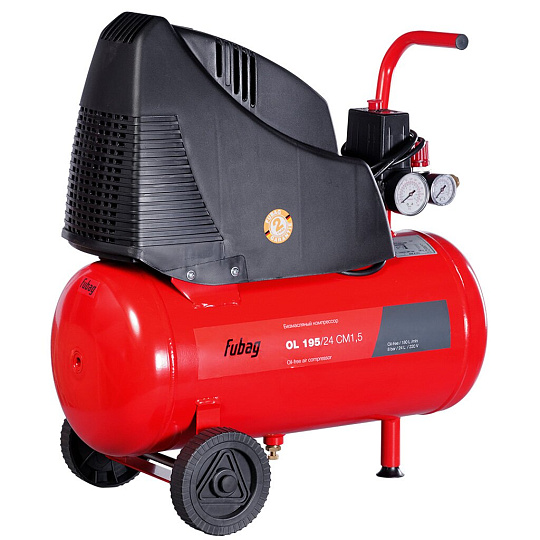 Компрессор безмасляный, Fubag, OL 195/24, 1.1 кВт, поршневой, 24 л, 180 л/мин, 8 бар, прямой, 220В/50Гц, 3400 об/мин, 18.2 кг, A6CC304KOA601 (A6CC304KOA092)