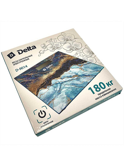 Весы напольные электронные, Delta, Синий оникс, стекло, до 180 кг, 30х30 см, LCD-дисплей