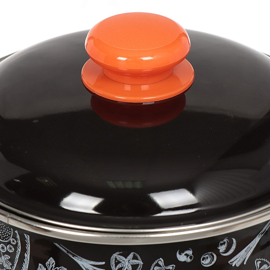 Кастрюля эмалированная сталь, 2 л, крышка сталь, Appetite, Chilli, 1МС161Р, черная, индукция