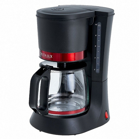 Кофеварка электрическая, капельная, 1.2 л, Delta, 700 Вт, черно-красная, DL-8152