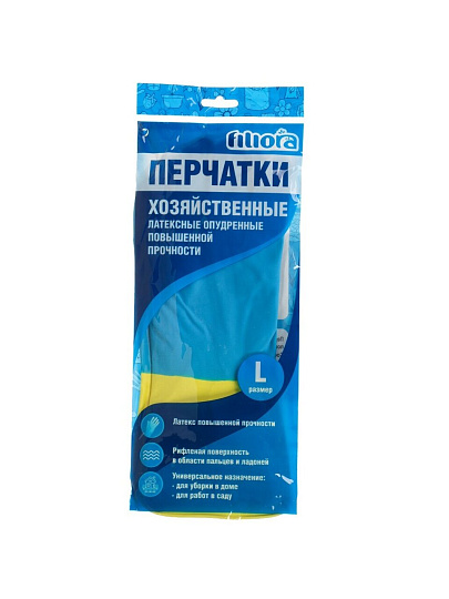 Перчатки латекс, опудренные, размер L, двуцветные, Filiora, 87656