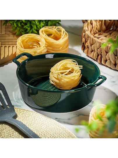Форма для выпечки керамика, 20.5х17х6.3 см, 0.8 л, круглая, Daniks, Эмеральд, Y4-8741