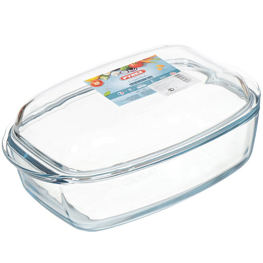 Утятница жаропрочная, 4.5 л, стекло, с крышкой, 33х19х10 см, Pyrex, 465ST/6